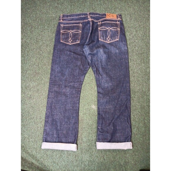 RRL Double RL Japanese Selvedge Jeans 38x32 Rinse Redline Slim Bootcut Buttonfly - Picture 2 of 12